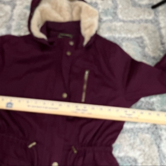 C’esstoi Mulberry Anorak Jacket Womens Faux Fur Lining And Front Tie size small - Picture 11 of 12